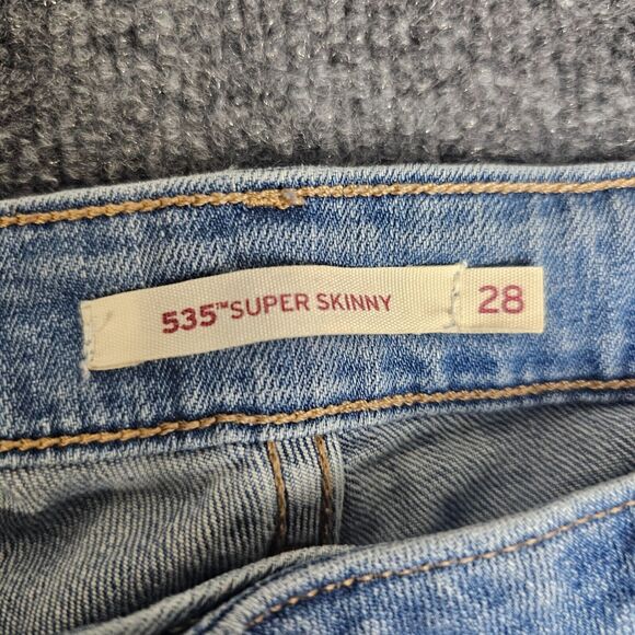 Levis Jeans Womens 28 Blue 535 Super Skinny Light Wash Denim customized 90s Y2K - Picture 2 of 13
